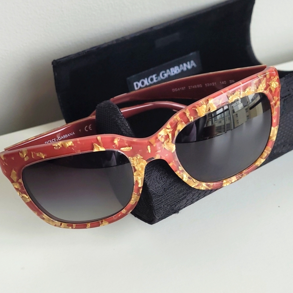 Dolce & Gabbana Red/Gold Leaf sunglasses